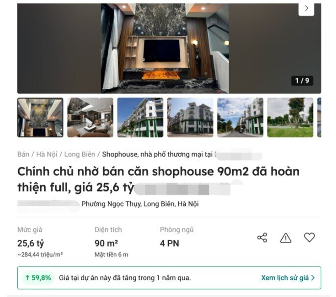 Shophouse tại Hà Nội lại tăng giá chóng mặt