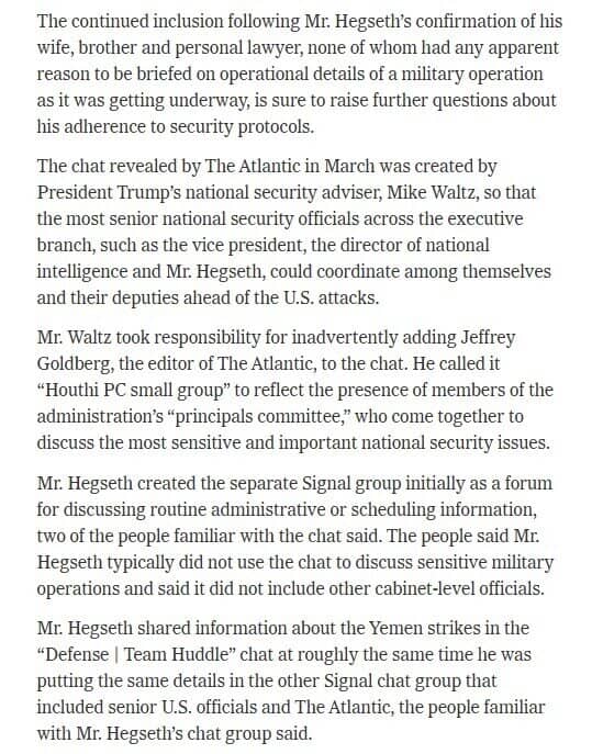 Bộ trưởng Quốc phòng Mỹ để lộ thông tin quân sự trong nhóm chat với vợ, anh trai và luật sư riêng