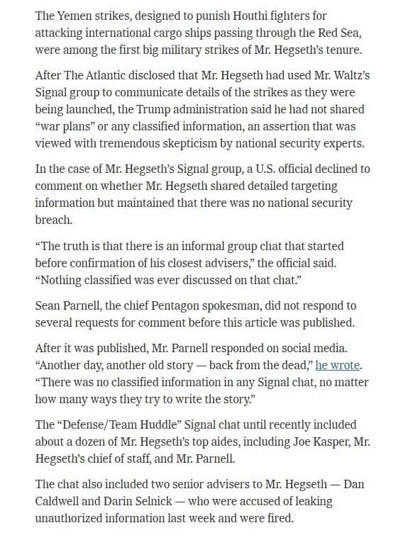 Bộ trưởng Quốc phòng Mỹ để lộ thông tin quân sự trong nhóm chat với vợ, anh trai và luật sư riêng