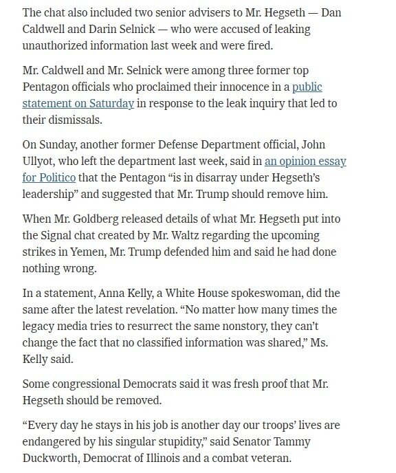 Bộ trưởng Quốc phòng Mỹ để lộ thông tin quân sự trong nhóm chat với vợ, anh trai và luật sư riêng