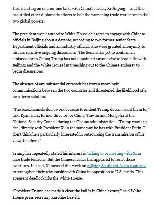 Ông Trump muốn đàm phán trực tiếp với Chủ tịch Trung Quốc
