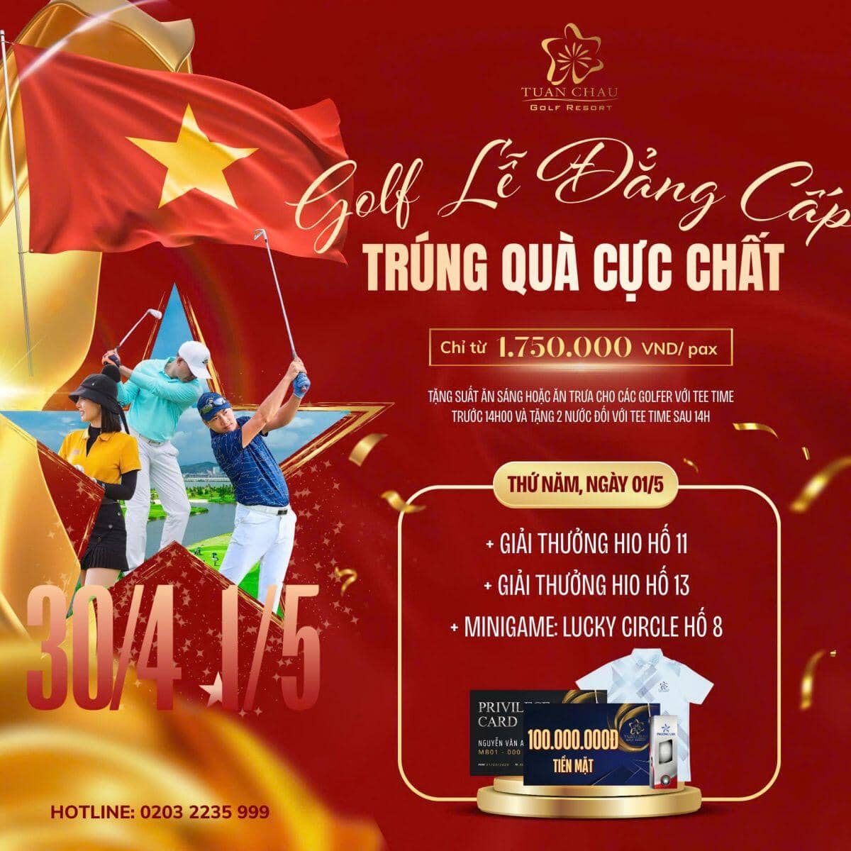 Sân golf Tuần Châu ưu đãi lớn " đánh là trúng - swing là thưởng" mùa lễ 30/4 - 1/5
