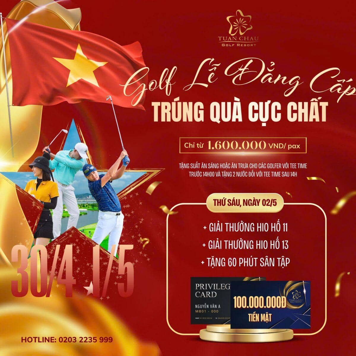 Sân golf Tuần Châu ưu đãi lớn " đánh là trúng - swing là thưởng" mùa lễ 30/4 - 1/5