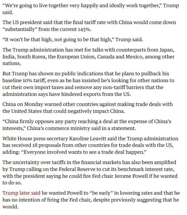 Ông Trump bất ngờ dịu giọng, tuyên bố thuế quan với Trung Quốc sẽ giảm đáng kể