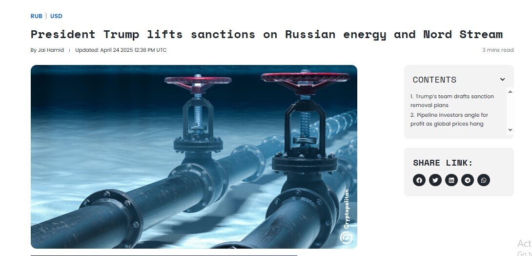 Ông Trump chính thức dỡ bỏ lệnh trừng phạt đối với Nord Stream 2 và các dự án năng lượng Nga