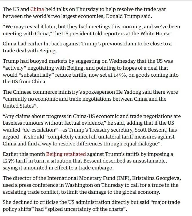 Tổng thống Trump bác tuyên bố của Trung Quốc về đàm phán thương mại song phương
