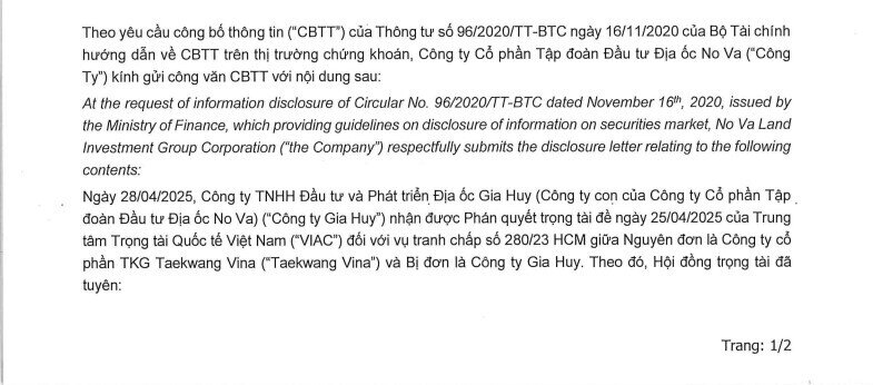 Novaland (NVL) được xử thắng trong vụ tranh chấp tại dự án 10.000 tỷ đồng