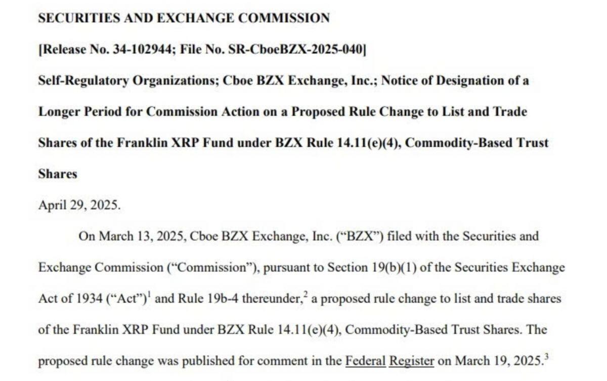SEC tạm hoãn việc phê duyệt ETF XRP và ETF DOGE