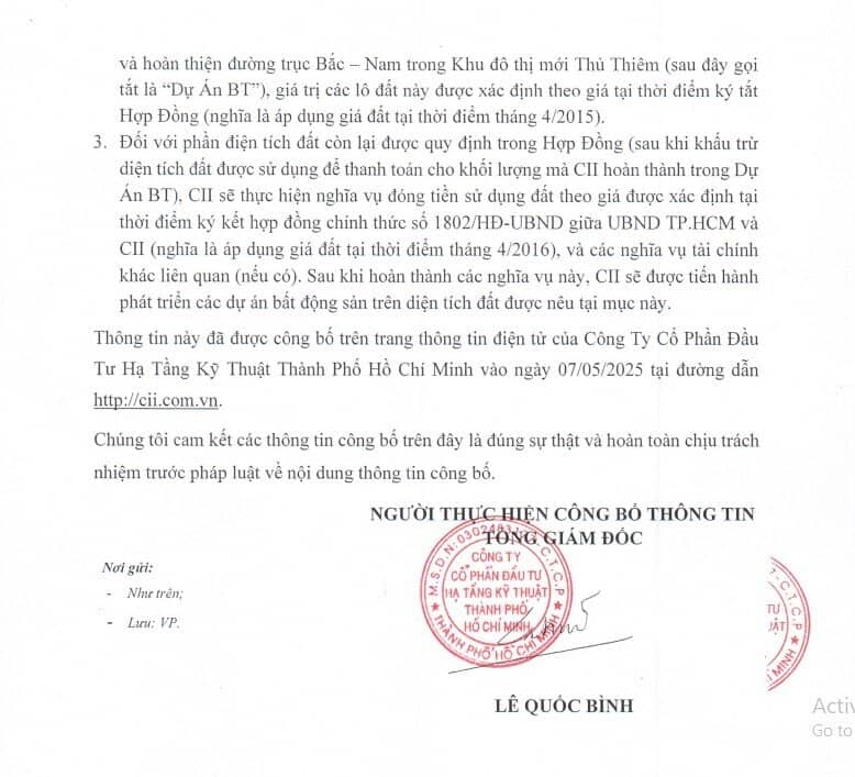 CII lên tiếng về các dự án tại Thủ Thiêm sau Nghị định 91