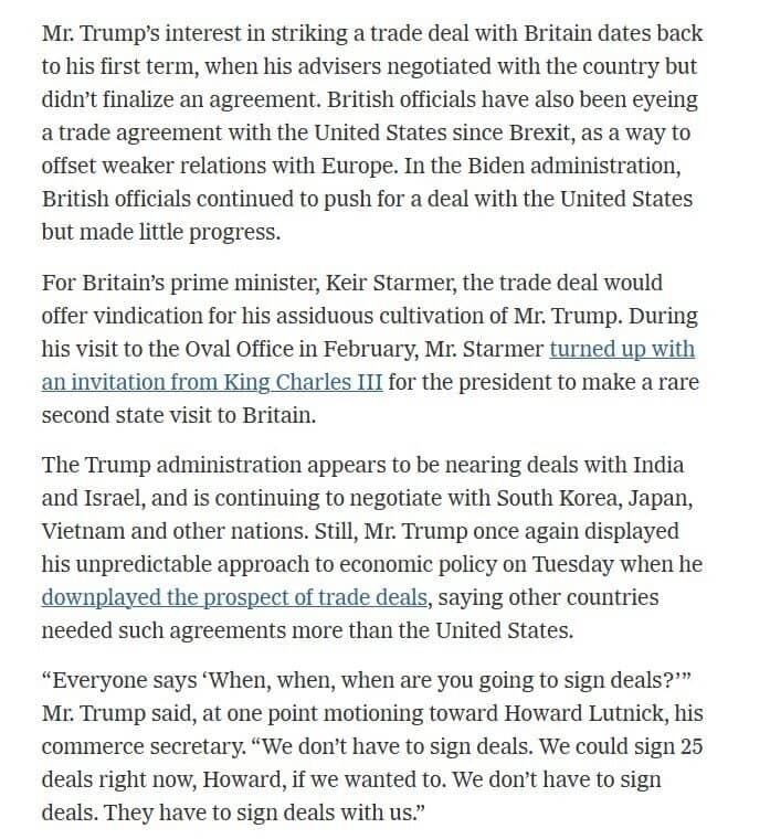 Mỹ và Anh sẽ công bố thỏa thuận thương mại trong ngày hôm nay