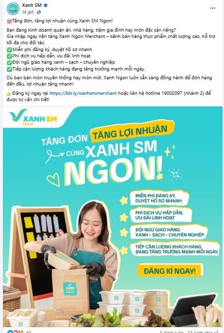 Xanh SM chính thức 'lấn sân' sang lĩnh vực giao đồ ăn, cạnh tranh trực tiếp với Shopee Food và Grab Food