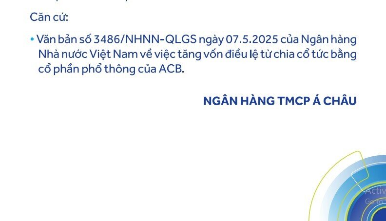 ACB được chấp thuận tăng vốn lên gần 51.400 tỷ đồng