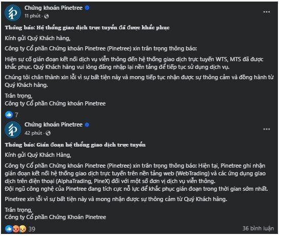 Chứng khoán Pinetree gặp sự cố hệ thống giao dịch sáng 21/05