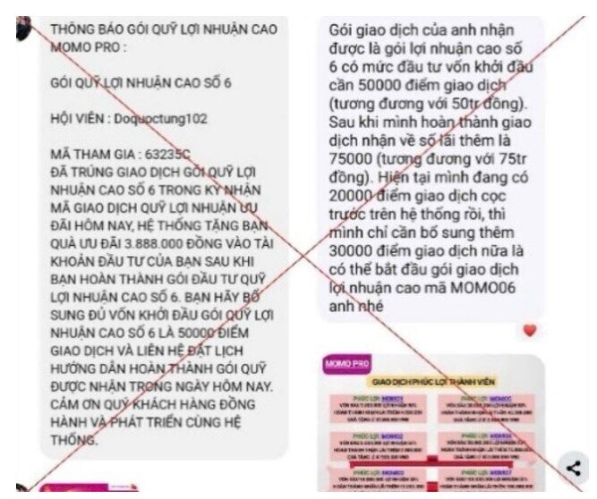 Cảnh báo thủ đoạn lừa đảo khi tham gia đầu tư qua ứng dụng Momo Pro giả mạo