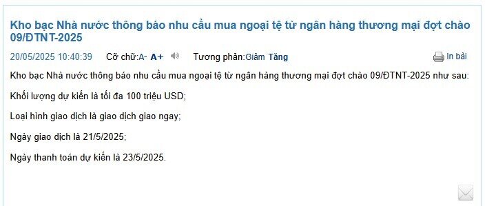NHNN giảm giá USD, Kho bạc muốn mua lượng lớn ngoại tệ
