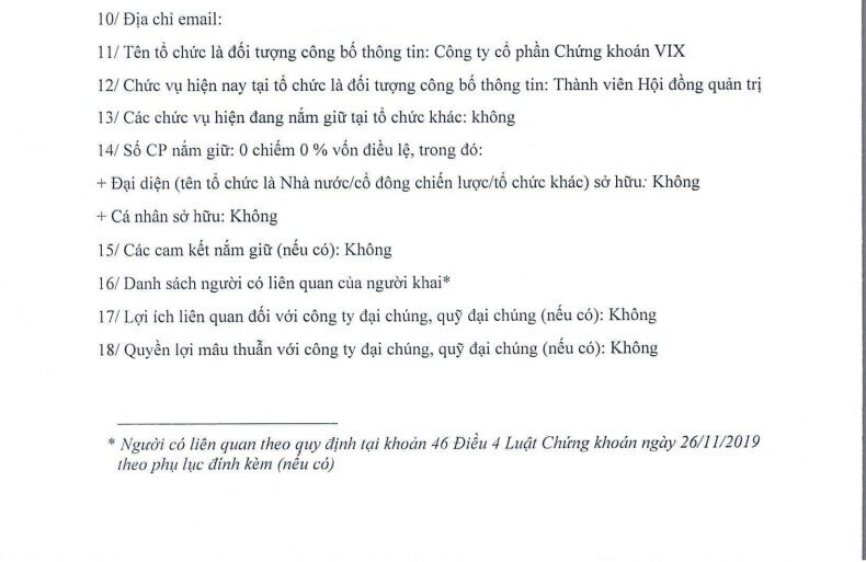 Biến động nhân sự tại Chứng khoán VIX