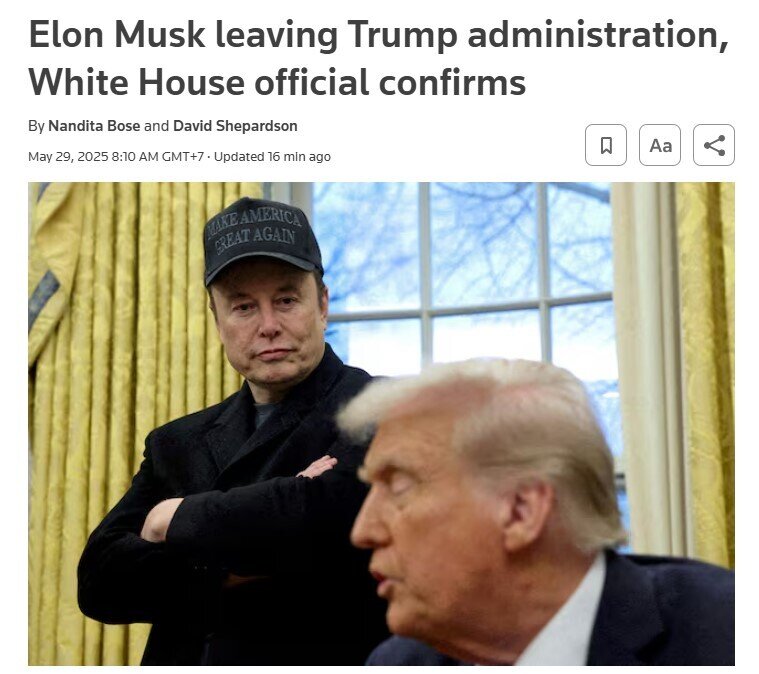 Tỉ phú Elon Musk rời chính quyền ông Trump