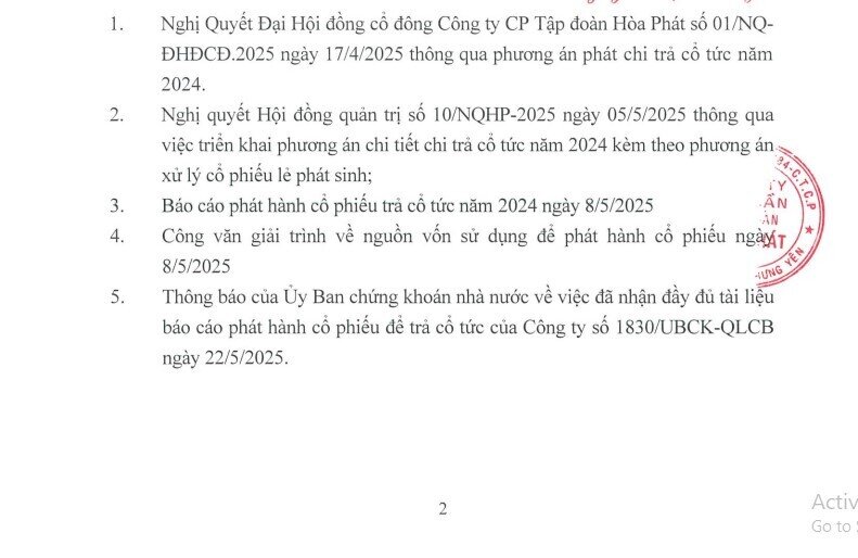 Hòa Phát chốt ngày phát hành thêm gần 1,3 tỷ cổ phiếu trả cổ tức ngay trong tháng 6