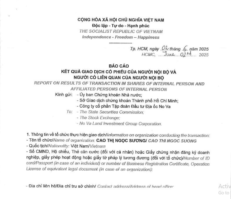 Nhóm cổ đông lớn của Novaland “xả” thành công gần 6,4 triệu cổ phiếu