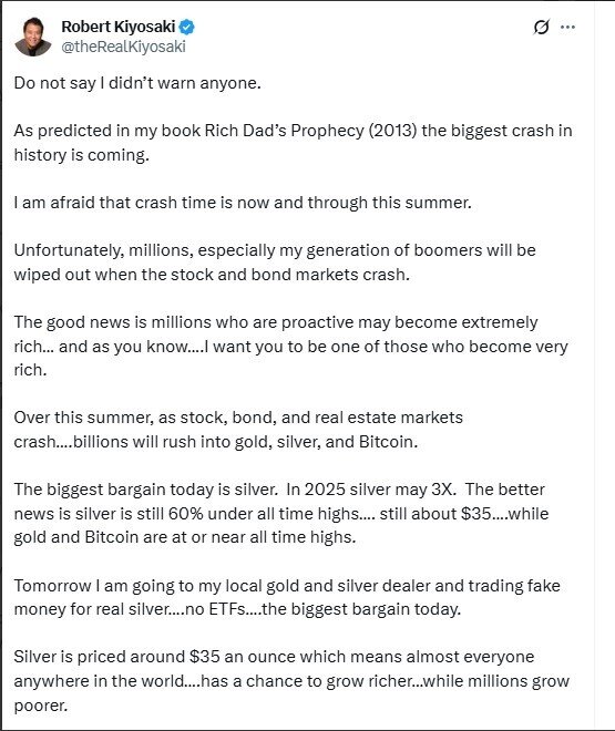 Tác giả ‘Cha giàu, cha nghèo’: 'Ngay ngày mai tôi sẽ đi mua thứ này - món hời nhất hiện nay, thay vì Bitcoin'