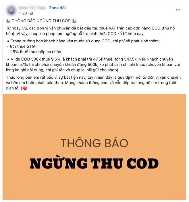 Nhiều cửa hàng chỉ nhận tiền mặt, nếu chuyển khoản thêm thuế 8%
