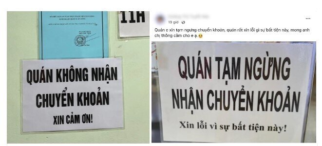 Nhiều cửa hàng chỉ nhận tiền mặt, nếu chuyển khoản thêm thuế 8%