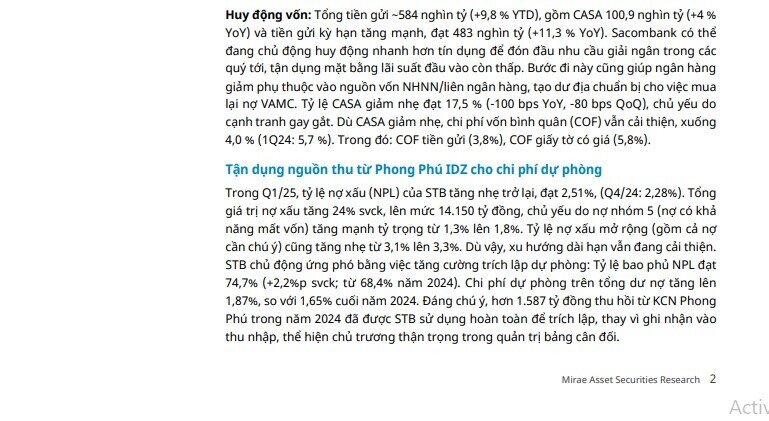 Hoàn tất tái cơ cấu và thu hồi nợ Phong Phú là động lực chính của STB trong 2025-2026