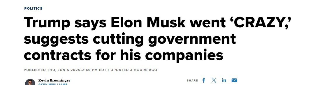 Elon Musk trách ông Trump 'bội ơn', tổng thống Mỹ doạ cắt mọi trợ cấp và hợp đồng, cổ phiếu Tesla lao dốc