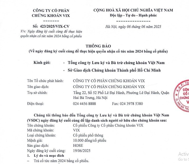 Chứng khoán VIX (VIX) sắp phát hành thêm 72,9 triệu cổ phiếu để trả cổ tức