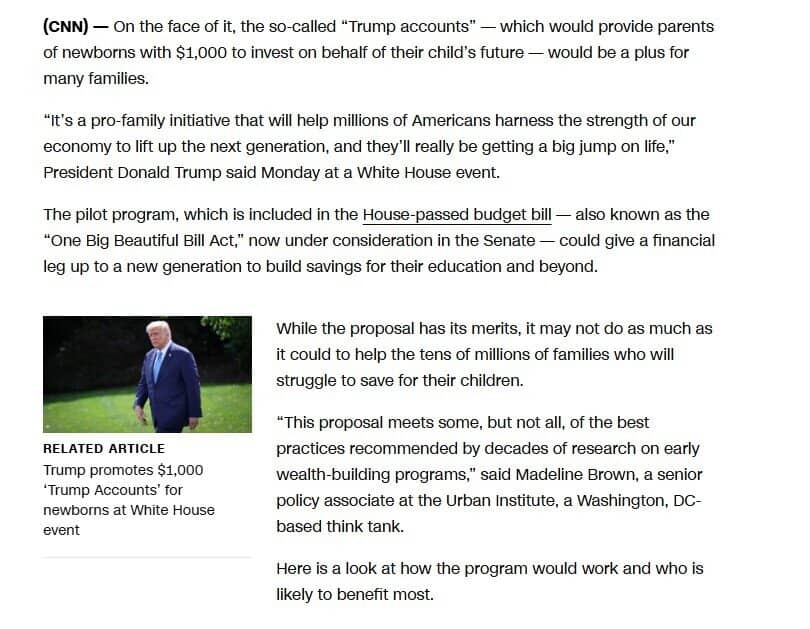 Lần đầu tiên trong lịch sử, mỗi trẻ em Mỹ sẽ có tối thiểu 1.000 USD ‘chơi’ chứng khoán