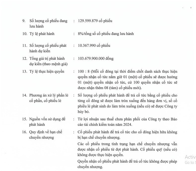 Chứng khoán Nhất Việt sẽ phát hành 10,3 triệu cổ phiếu trả cổ tức 2024