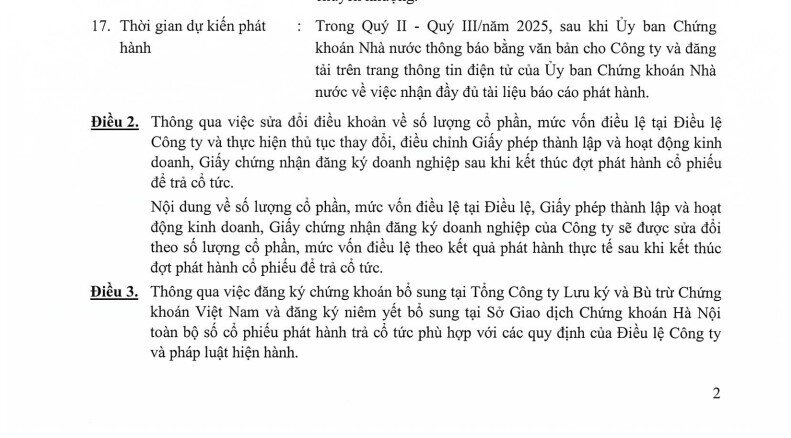 Chứng khoán Nhất Việt sẽ phát hành 10,3 triệu cổ phiếu trả cổ tức 2024