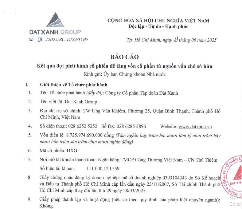 Đất Xanh tăng vốn điều lệ vượt 10.000 tỷ đồng sau đợt phát hành cổ phiếu thưởng