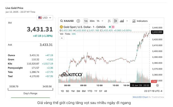 Giá vàng lên cao nhất trong nhiều ngày