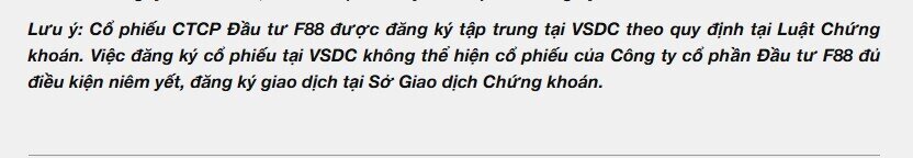 F88 chính thức được cấp mã chứng khoán