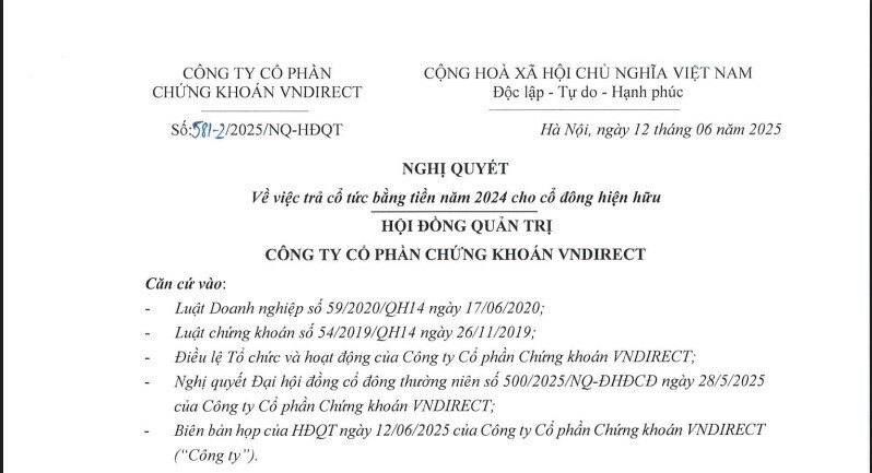 VNDirect chốt ngày chi 761 tỷ đồng cổ tức tiền mặt