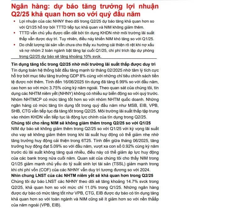 MBS dự báo lợi nhuận 5 ngân hàng tăng trên 25% trong quý 2