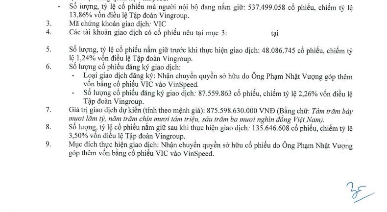 Tỷ phú Phạm Nhật Vượng góp xong 70 triệu cổ phiếu vào VinEnergo, muốn góp tiếp gần 88 triệu cổ phiếu vào VinSpeed