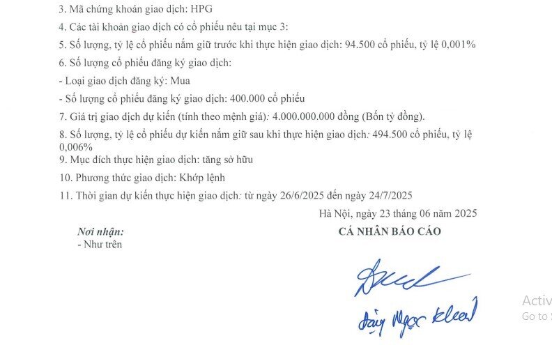 Lãnh đạo Hòa Phát muốn ‘gom’ 400.000 cổ phiếu HPG