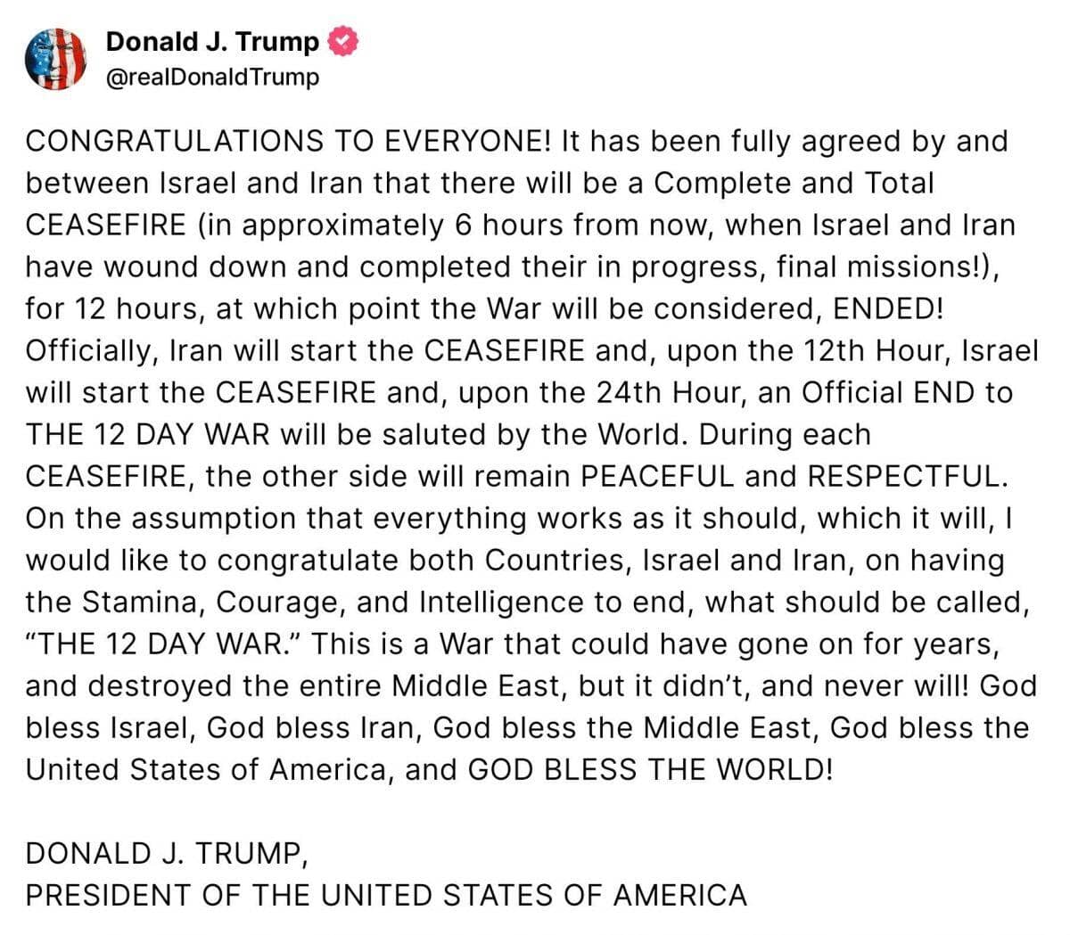 Cuộc chiến 12 ngày giữa Israel và Iran chính thức chấm dứt