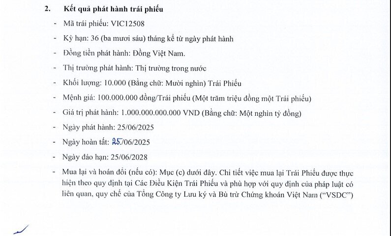 Vingroup phát hành 1.000 tỷ đồng trái phiếu lãi suất lên tới 12%/năm