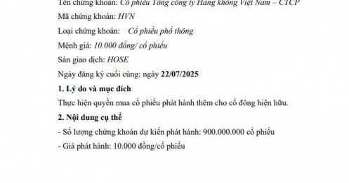 HVN được cấp phép chào bán 900 triệu cổ phiếu