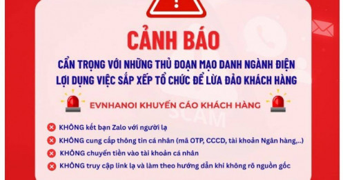 EVNHANOI cảnh báo lừa đảo khách hàng