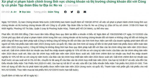 'Giấu' loạt thông tin về trái phiếu, Novaland bị phạt nặng