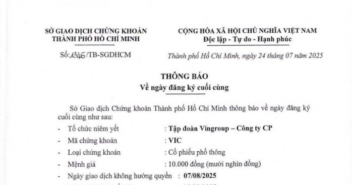 Vingroup muốn xin ý kiến cổ đông về một nội dung quan trọng