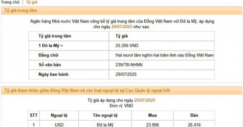 NHNN tăng mạnh tỷ giá USD