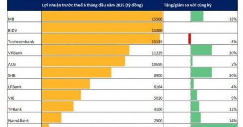 5 ngân hàng có lợi nhuận 6 tháng trên 10.000 tỷ