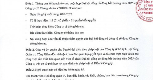 VNDirect (VND) sắp họp ĐHĐCĐ bất thường