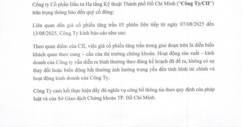 CII nói gì khi cổ phiếu "phi như tên lửa" sau 4 tháng