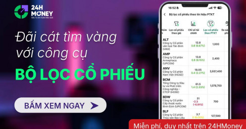 Bộ lọc cổ phiếu không thu phí, duy nhất trên 24HMoney